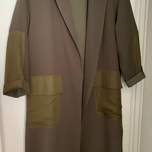 Topshop Petite Olive green duster coat . SizeUS 2, UK 6, Euro 34. 44 inches long
